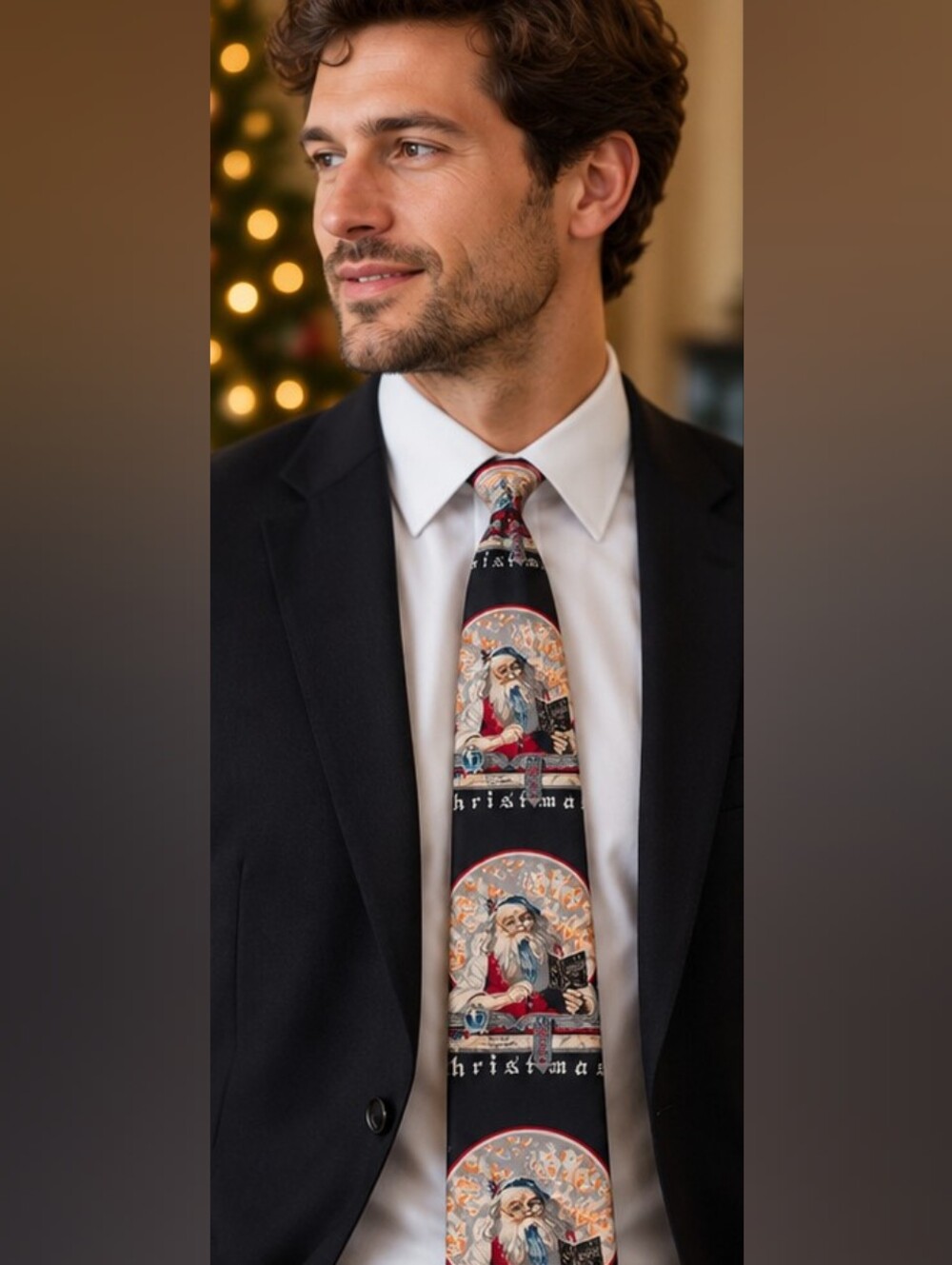 Vintage 1993 Norman Rockwell Christmas 100% Silk Tie – Made in Canada 🎄